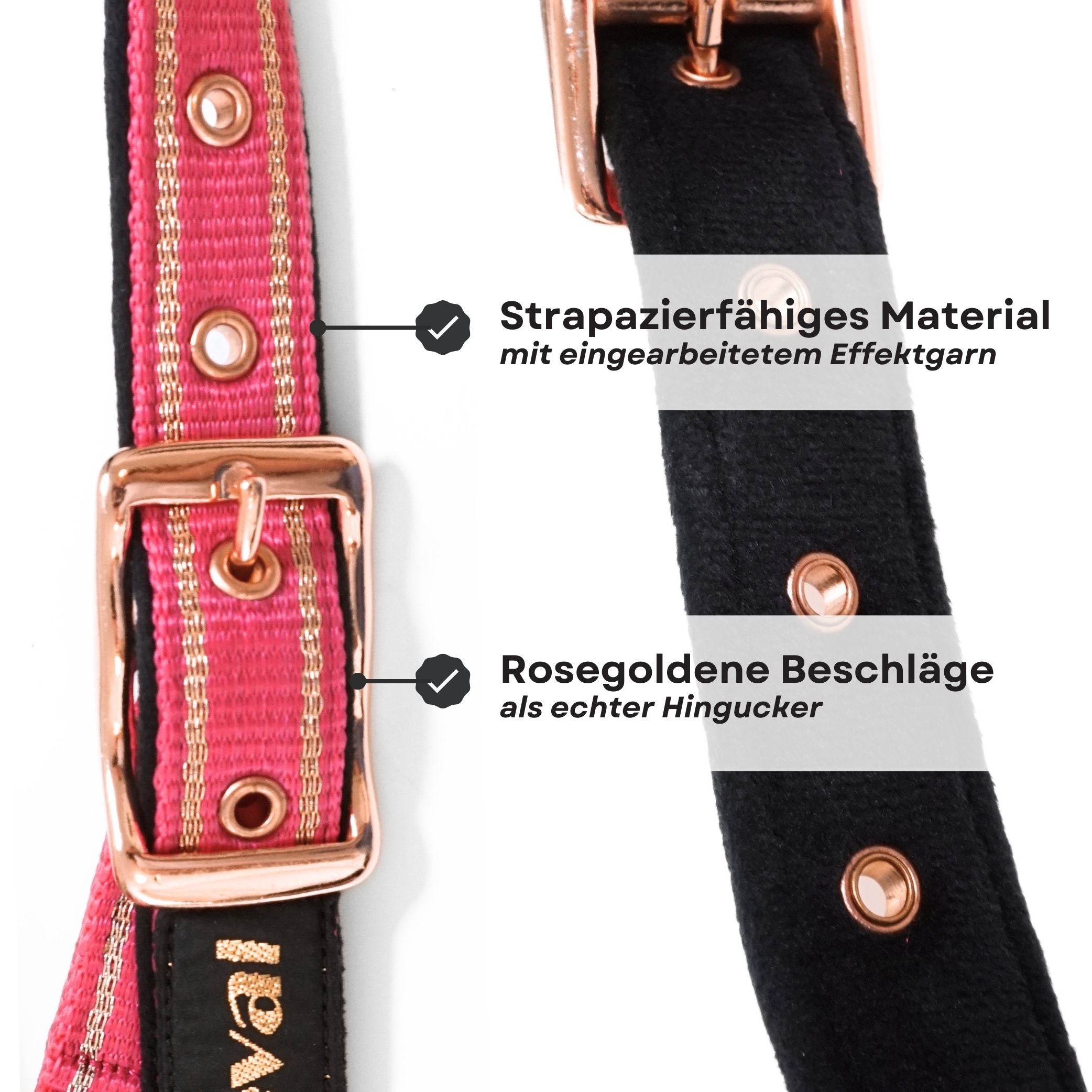 Halfter für Pferde mit Glitzer in rosegold